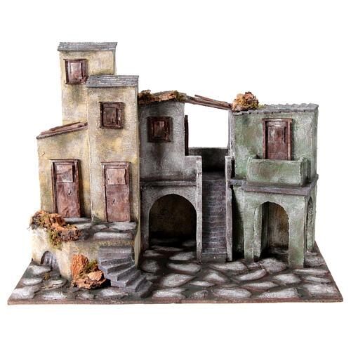 Borgo cittadino presepe 12 cm ambientazione 45x60x35 cm 1