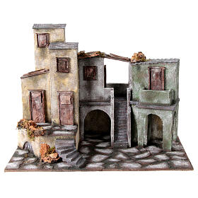 Town houses with mountain 12 cm nativity setting 45x60x35 cm
