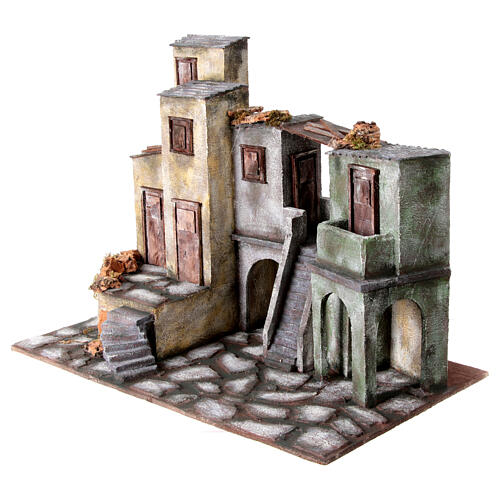 Town houses with mountain 12 cm nativity setting 45x60x35 cm 3