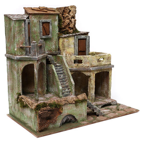 Grupa budynków do szopki 12 cm, otoczenie 45x50x25 cm 3