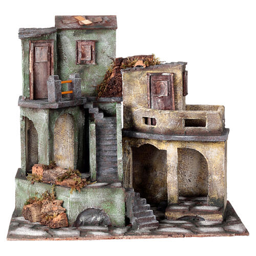 Grupa budynków do szopki 12 cm, otoczenie 45x50x25 cm 5