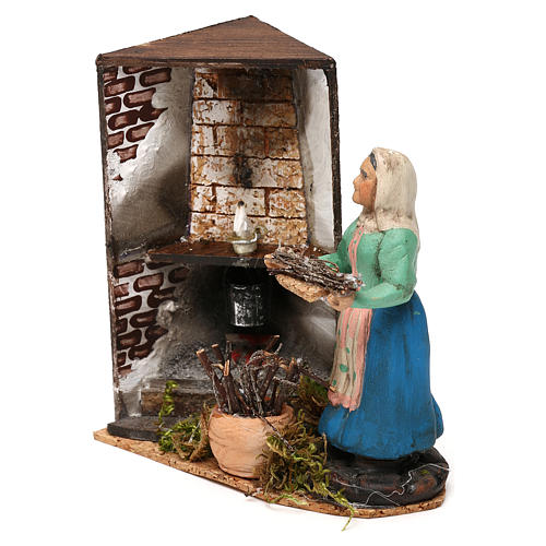 Woman by the fireplace for Neapolitan Nativity scene 8 cm 2