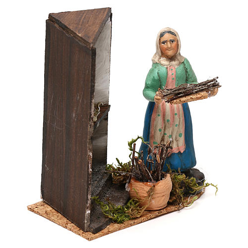 Woman by the fireplace for Neapolitan Nativity scene 8 cm 3