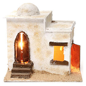 Arab style house with door illuminated staircase, 20x25x20 cm