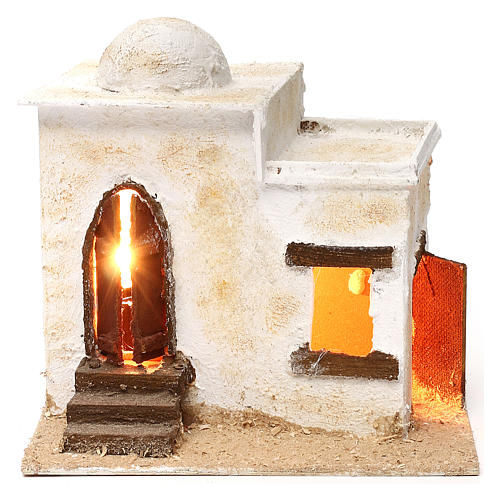 Arab house with door illuminated staircase, 20x25x20 cm 1