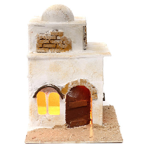 Two-storey Arab house with dome, 40x20 cm. Crib 6-8cm. 1
