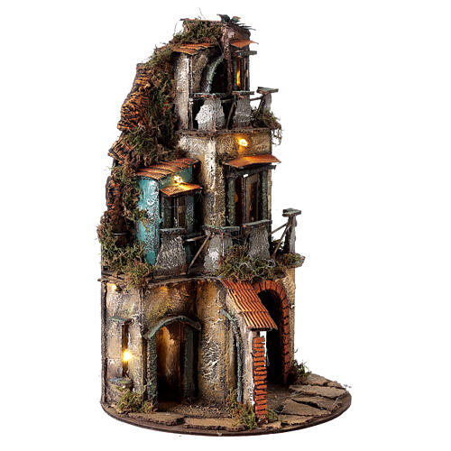 Miniature house on a round base, 1700s style 35x25 cm Neapolitan nativity setting 3