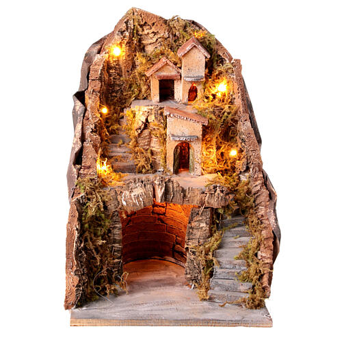 Village with center grotto and stairs 35x25x25 cm 5