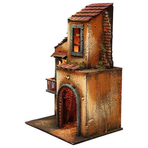 Ambientazione presepe napoletano stile 700 illuminata internamente 40x25x20 2