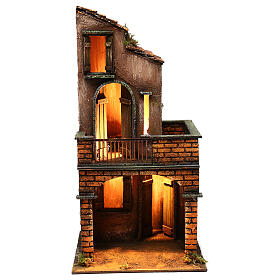 Illuminated two story house with balcony 40x20x20 cm