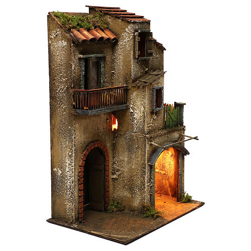 Building with double arch, French doors and windows for Neapolitan Nativity Scene 40x30x20 cm 3