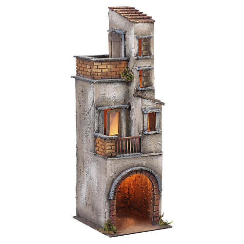 Ambientazione presepe napoletano tre piani con stalla 50x15x20 3