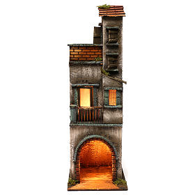 Three-storey Neapolitan nativity house setting with stable, 50x15x20 cm