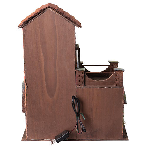 Two story building with stables, terrace and canopy for Neapolitan Nativity Scene 40x35x20 cm 4