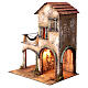 Two story building with stables, terrace and canopy for Neapolitan Nativity Scene 40x35x20 cm s2