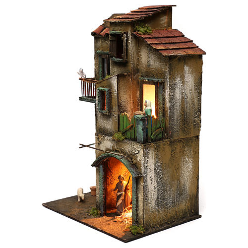 Village with stable and complete Neapolitan nativity statues, 40x30x20 cm 3