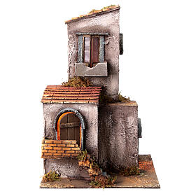 Nativity scene setting house with tower and stairs 45x30x30 cm