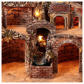 Ambientazione borgo con cascata e mulino 50x50x40 cm presepe napoletano