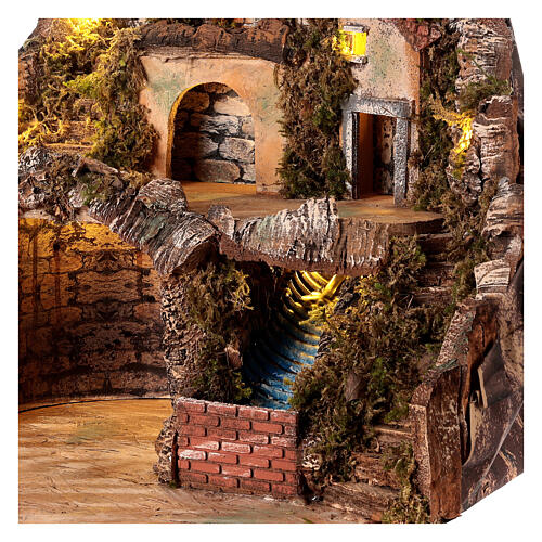 Rocky village mill and waterfall 45x50x40 cm, Neapolitan nativity setting 2