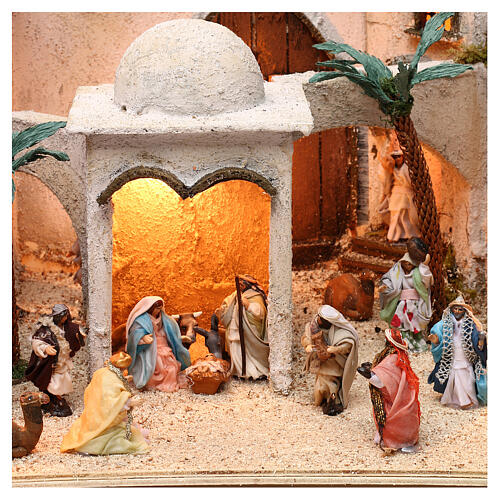 Arab village dimension 30x50x40 cm with complete Neapolitan Nativity set 5