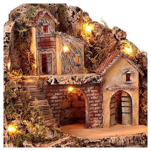 Village with stable and fountain 40x40x30 cm, Neapolitan Nativity setting 4