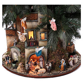 Neapolitan nativity Christmas tree village 150 cm with 8 cm figures