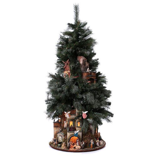 Neapolitan nativity Christmas tree village 150 cm with 8 cm figures 1