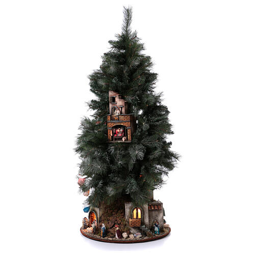 Neapolitan nativity Christmas tree village 150 cm with 8 cm figures 3