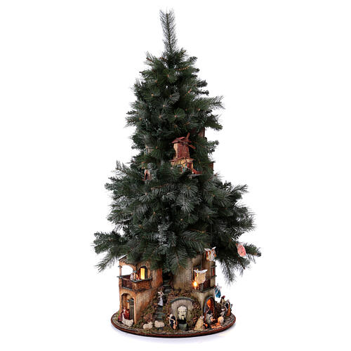 Neapolitan nativity Christmas tree village 150 cm with 8 cm figures 5