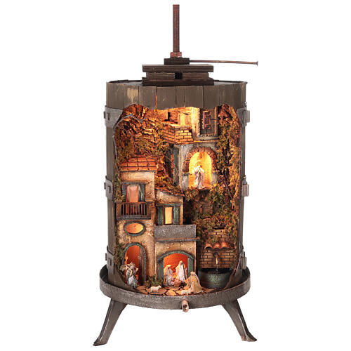 Wine press with complete 6 cm Neapolitan nativity figurines 1