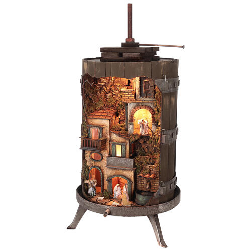 Wine press with complete 6 cm Neapolitan nativity figurines 3