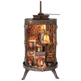 Wine press with complete 6 cm nativity statues, Neapolitan nativity