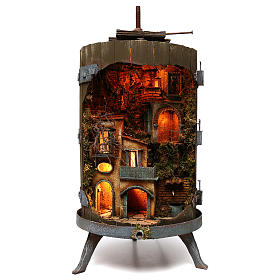 Torchio vinario illuminato 85x45 cm presepe illuminato per statuine 6 cm