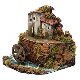 Wassermühle mit Fluss und Häuschen 20x35x20cm neapolitanische Krippe