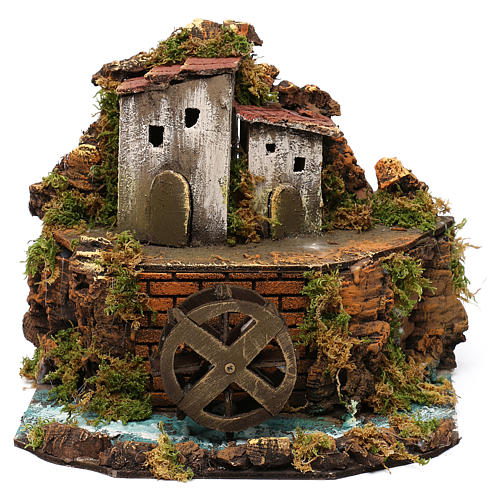 Wassermühle mit Fluss und Häuschen 20x35x20cm neapolitanische Krippe 1