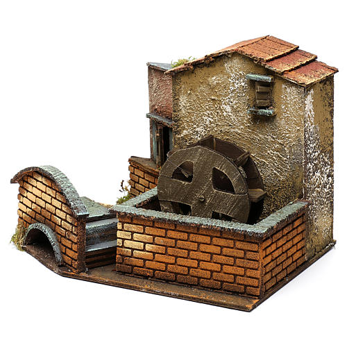 Wassermühle mit Brücke 20x30x20cm neapolitanische Krippe 2