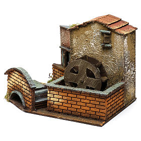 Neapolitan Nativity scene, water mill with bridge 20x30x20 cm