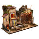 Farmhouse with balcony stall and lights, for 8 cm nativity 35x50x25 cm s3