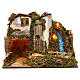 Casa rustica con luci e cascata 35x50x25 cm per presepi 11 cm s1