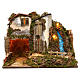 Rustic house with lights and waterfall 35x50x25 cm, for 11 nativity s1