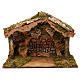Rustic nativity stable with cork roof LED lights 40x50x25 cm, for 16 cm nativity s1