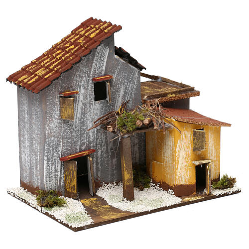 Miniature house with shed and alley 18x20x13 cm, for 6 cm nativity 3