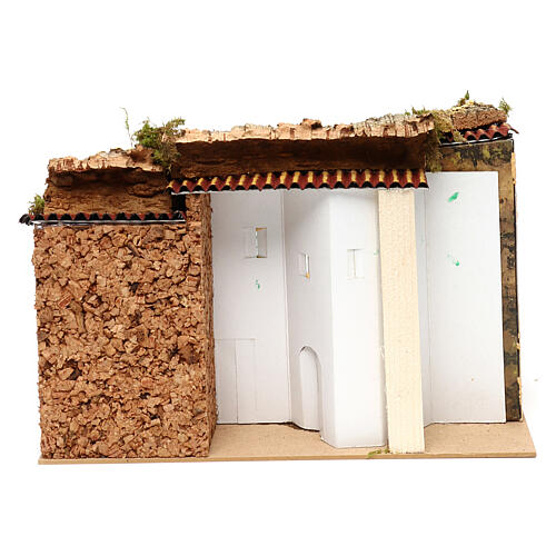 Terraced houses with 3 entrances and stable 25x35x20 cm for nativity scenes of 6-7 cm 4