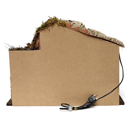 Stalla fienile luci tetto con muschio 35x60x40 cm per presepe 16-17 cm 4