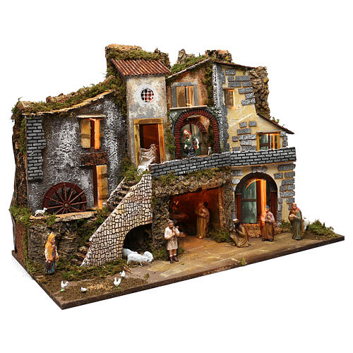Alley with stable and characters 60x80x45 cm Nativity Scene setting for 10 cm figurines 3