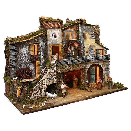 Décor ruelle cabane et santons 60x80x45 cm crèche 10 cm 3