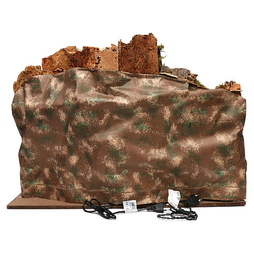 Vicoletto con mulino funzionante e capanna 60x80x45 cm presepe 10 cm 4