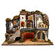 Vicoletto con mulino funzionante e capanna 60x80x45 cm presepe 10 cm s1