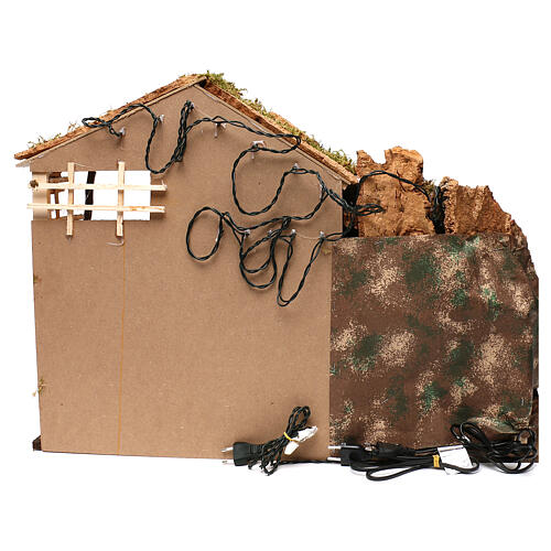 Nativity stable with walls waterfall working pump 40x75x50, 10 cm nativity 4