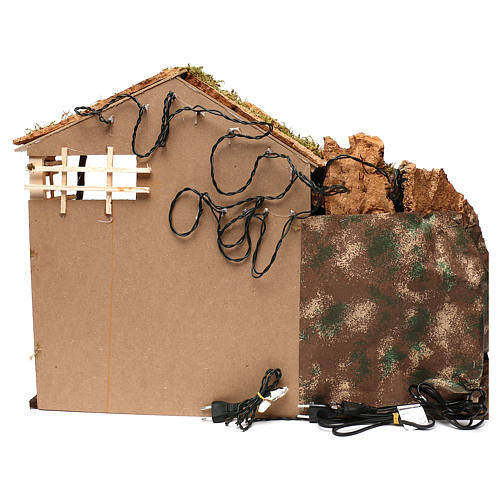 Étable murs maçonnés lumières chutes eau pompe électrique 40x75x50 cm crèche 10 cm 4